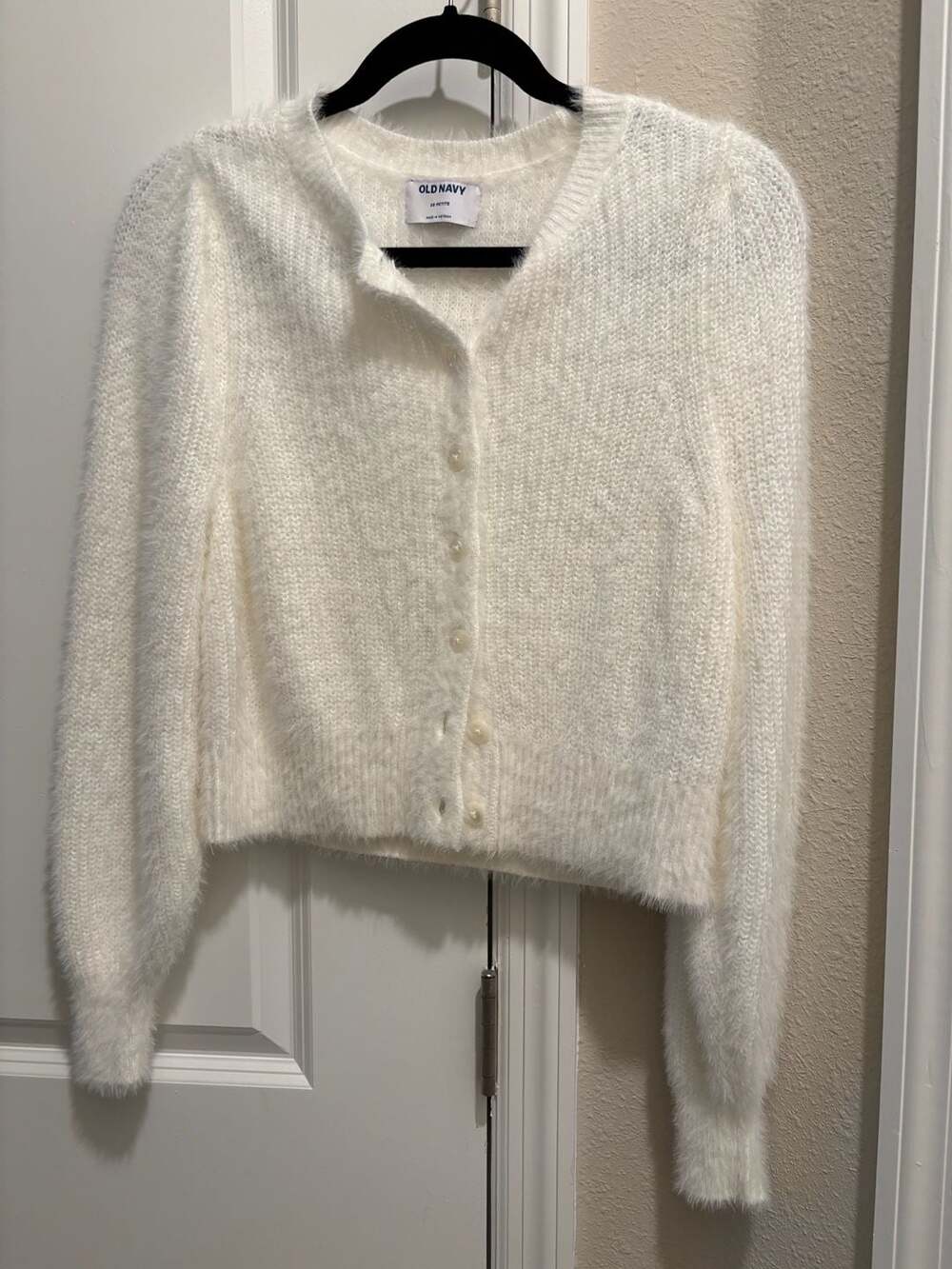 Old Navy Fuzzy Knit Cardigan Sweater White